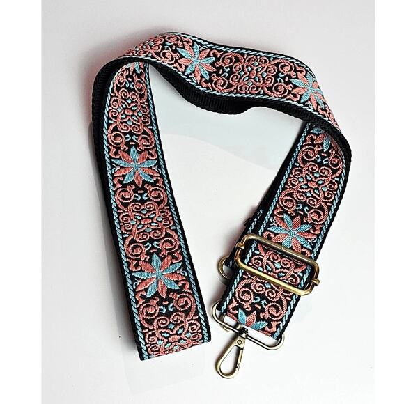Joy Susan Embroidered Guitar Strap for Handbag Purse Bag Blue Pink Black - Picture 1 of 5
